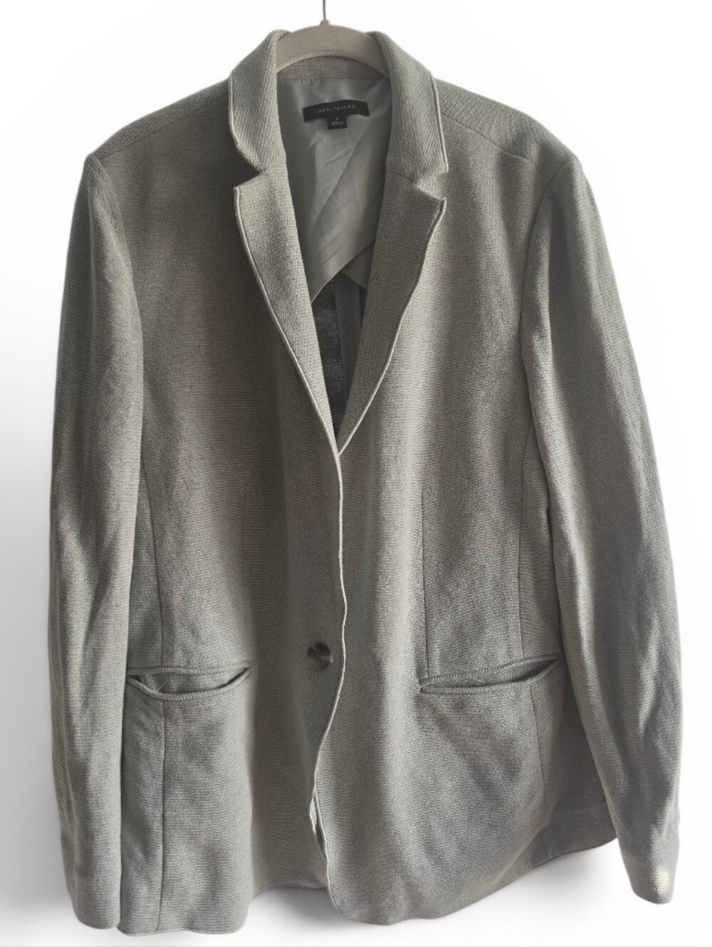 Ann Taylor Womans Taupe Single-Breasted Blazer Size 18 100 %Cotton Capsule